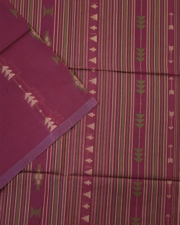 PURE COTTON SAREES - Magenta Pink with Antique Gold & Purple
