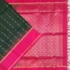 SOFT SILK SAREE - Dark Bottle Green with Magenta Pink Contrast