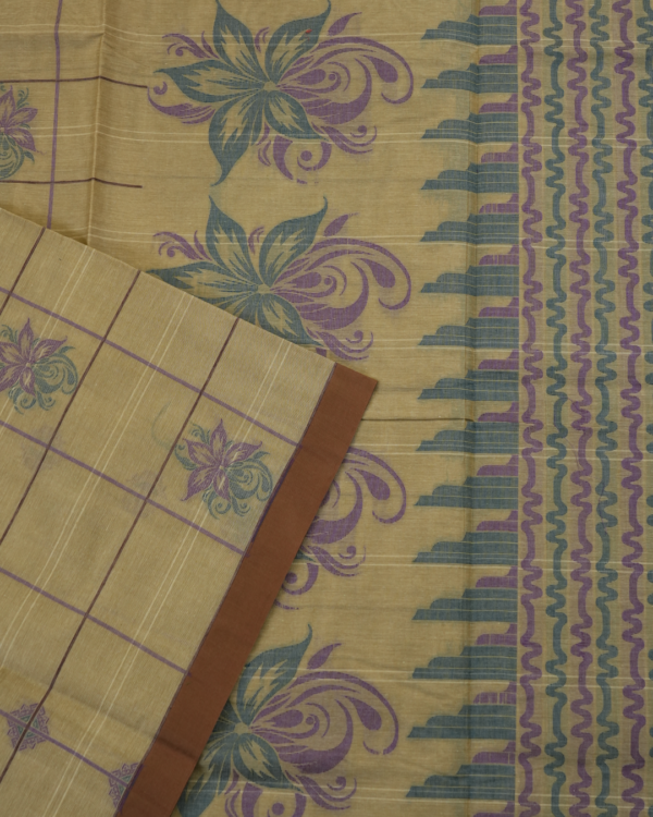 3 PURE COTTON SAREE - Soft beige