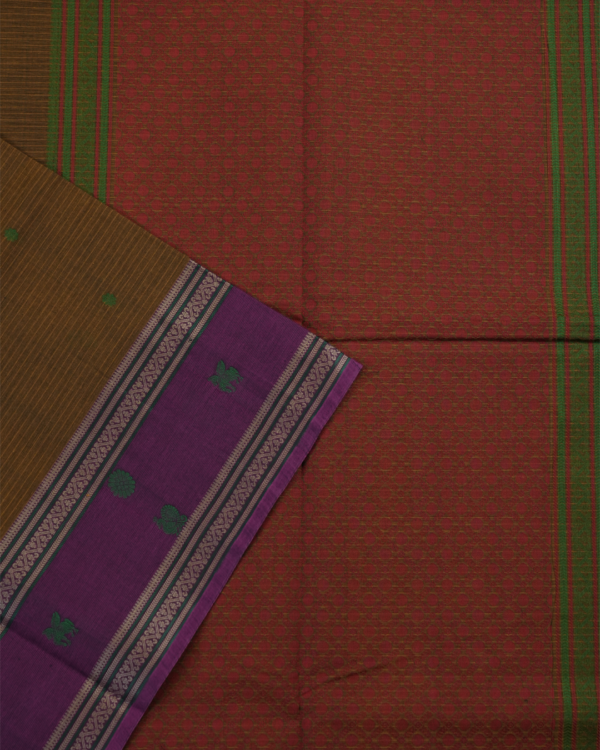 3 PURE COTTON - Chocolate Brown with Wine Purple & Teal Green