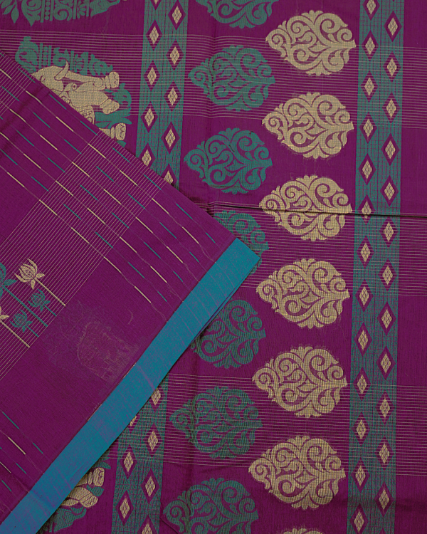 PURE COTTON SAREES - Deep Wine Purple