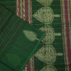 PURE COTTON SAREES -  Deep Forest Green with Lime Green & Magenta Accents