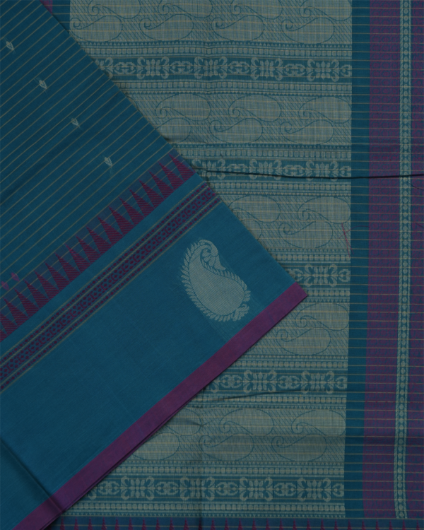 PURE COTTON SAREE - Teal Blue