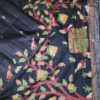 PURE COTTON SAREE -  Charcoal Black with Multicolor Floral & Fruit Motifs