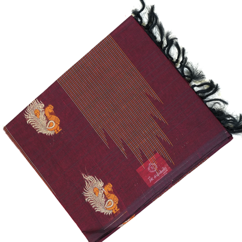 PURE COTTON SAREE - Deep Wine