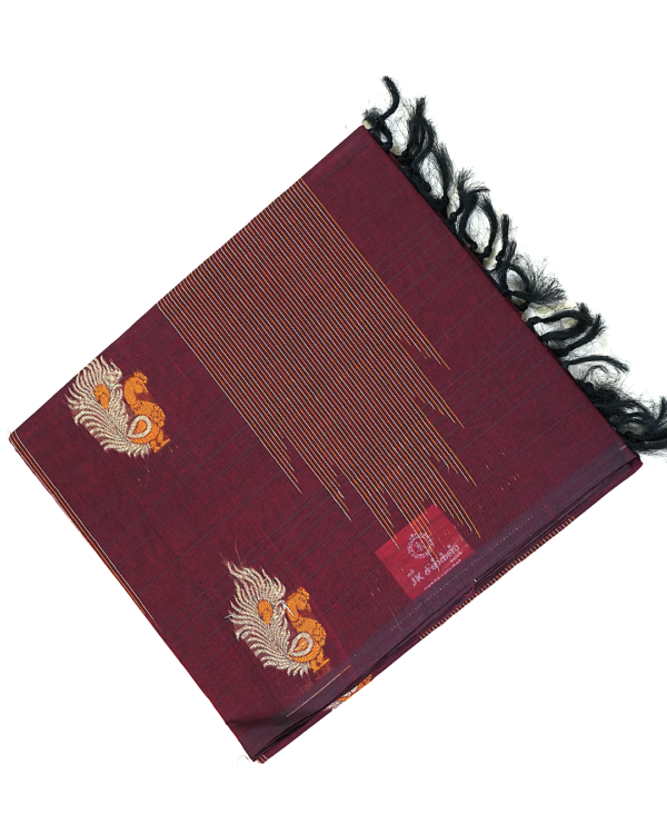 PURE COTTON SAREE - Deep Wine