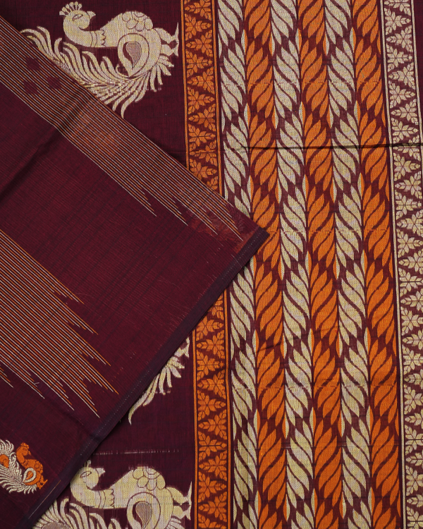 PURE COTTON SAREE - Deep Wine