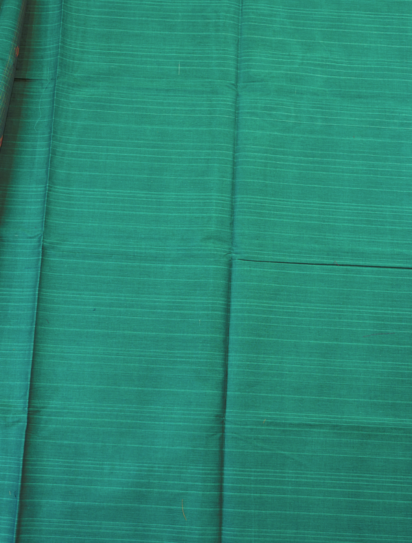 PURE COTTON SAREES - Teal Green with Multicolour Woven Accents