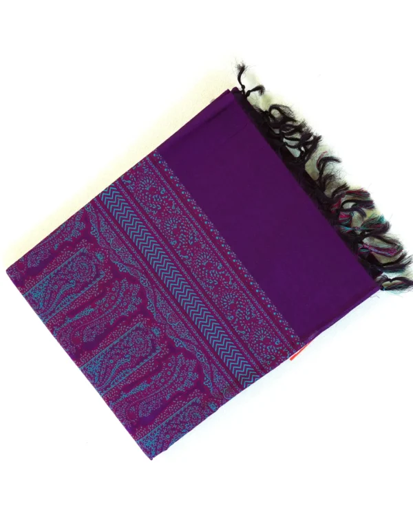 PURE COTTON SAREES - Rich Purple with Turquoise Blue