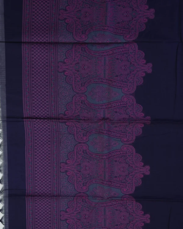 338 PURE COTTON SAREES - Deep Navy Purple with Magenta