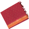 PURE COTTON SAREE - Wine Maroon with Peach Copper & Antique Gold