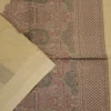 344 PURE COTTON SAREES - Sand Beige with Olive Green, Maroon & Black