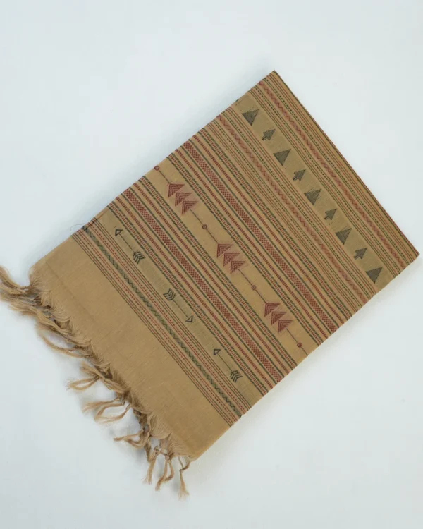 346 PURE COTTON SAREES - Sandalwood Beige with Maroon, Olive Green & Black