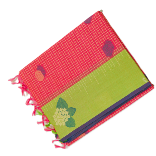 PURE COTTON SAREES - Coral Pink