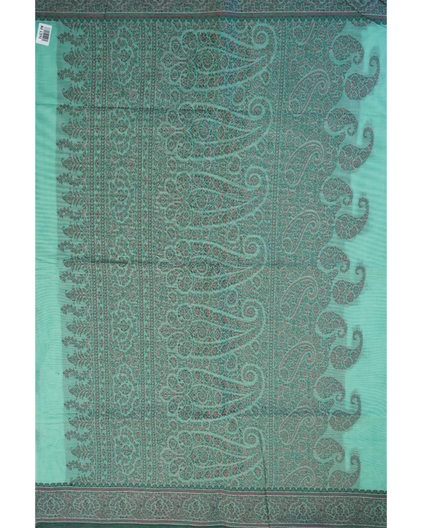 PURE COTTON SAREES - Aqua Mint Green with Teal & Maroon Accents