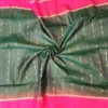 SOFT SILK SAREE - Dark Bottle Green with Magenta Pink Contrast