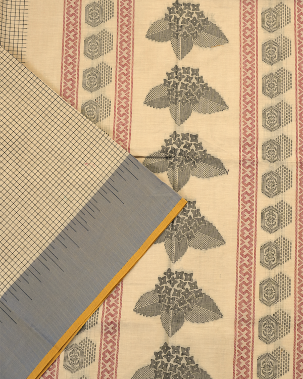 41 PURE COTTON SAREE - Grey Beige