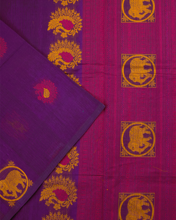 PURE COTTON SAREE - Royal Purple