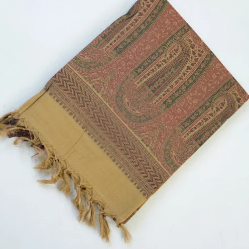 PURE COTTON SAREES - Antique Gold with Dusty Rose, Olive Green & Maroon