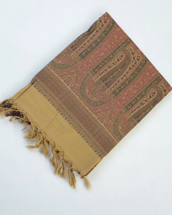 PURE COTTON SAREES - Antique Gold with Dusty Rose, Olive Green & Maroon