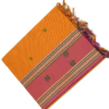 5 PURE COTTON SAREE - Bright Orange with Dusty Rose Pink