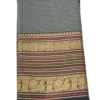 CHETTINAD COTTON SAREES  - Charcoal Grey with Black, Antique Gold & Magenta Pink