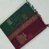 PURE COTTON SAREE - Deep Bottle Green with Wine Maroon