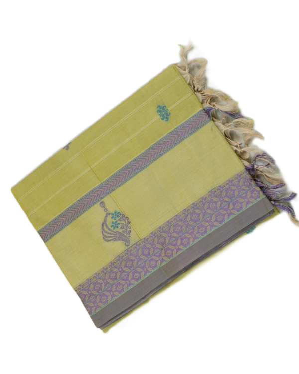 5 PURE COTTON SAREE - Olive Green