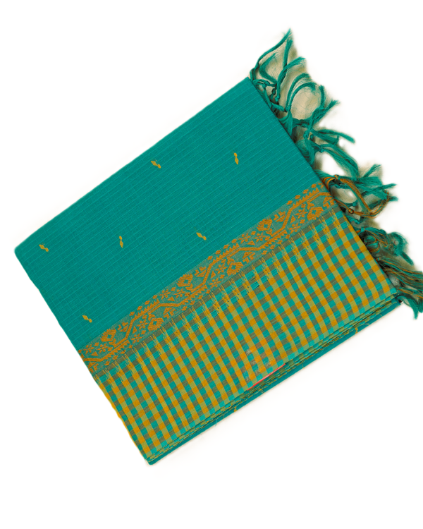 PURE COTTON SAREES - Teal Green