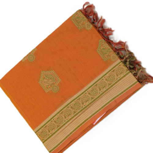PURE COTTON SAREES - Rust Orange