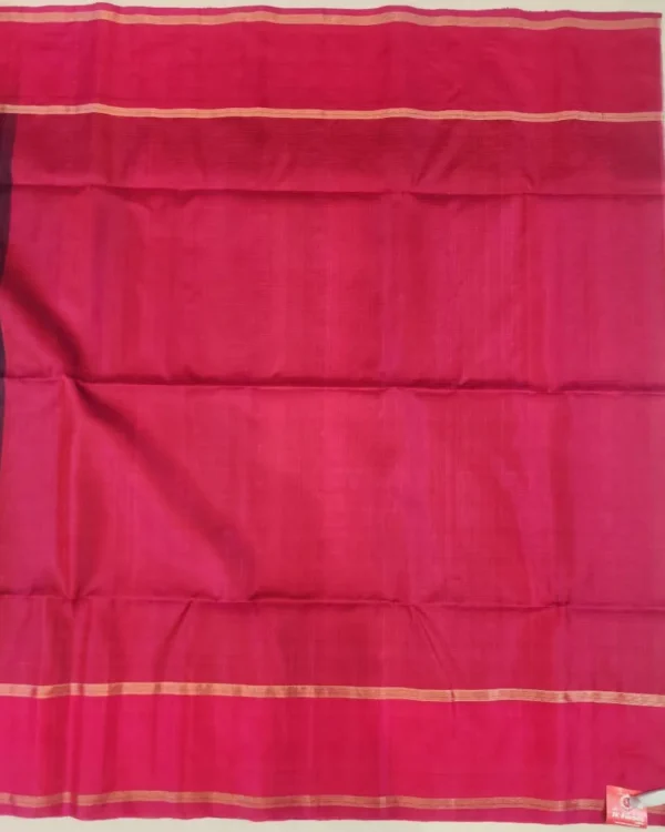 SOFT SILK SAREE - Dark Bottle Green with Magenta Pink Contrast