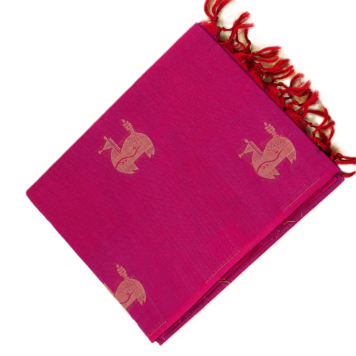 PURE COTTON SAREE - Rani Pink