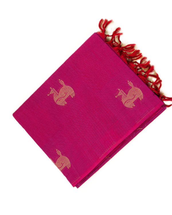 51 PURE COTTON SAREE - Rani Pink