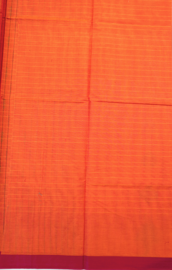 PURE COTTON SAREES - Bright Orange with Rani Pink