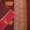 PURE COTTON SAREE - Magenta Pink with Wine Purple, Antique Gold & Green