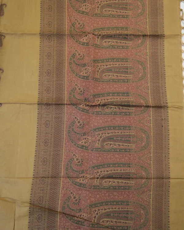 PURE COTTON SAREES - Antique Gold with Dusty Rose, Olive Green & Maroon