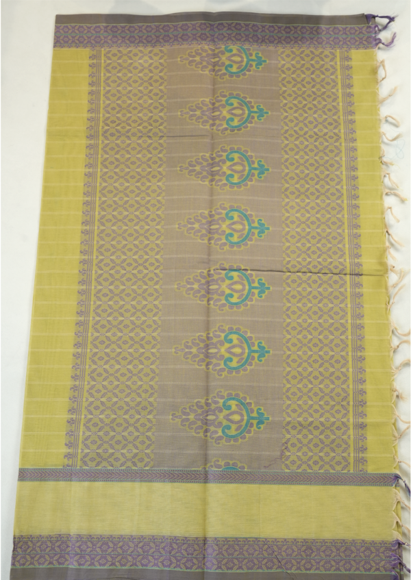 6 PURE COTTON SAREE - Olive Green