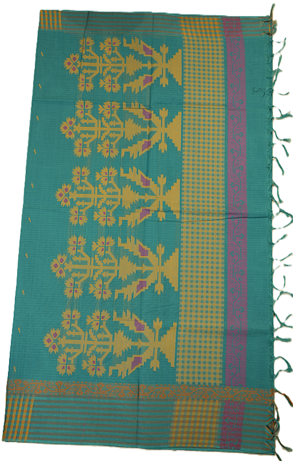 PURE COTTON SAREES - Teal Green
