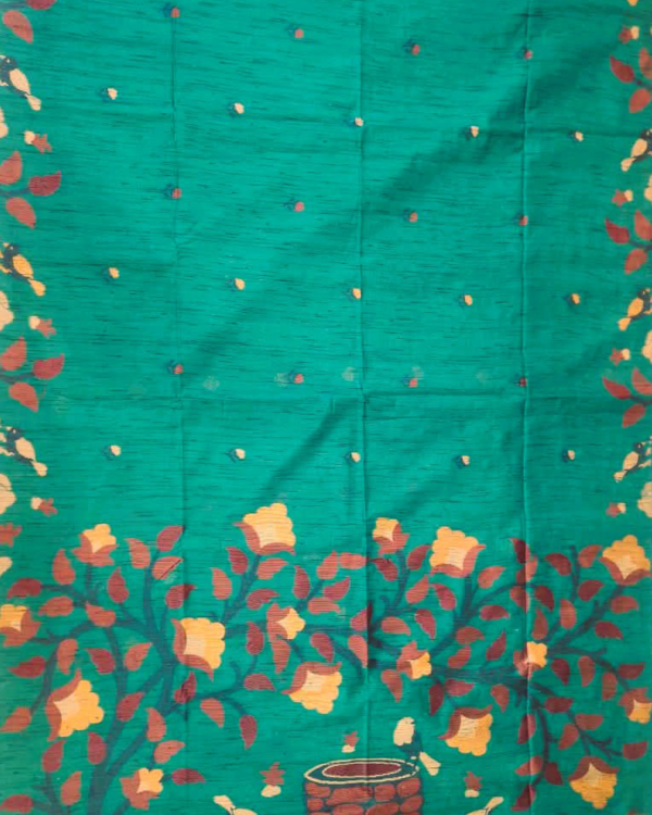 PURE COTTON SAREE - Teal Green