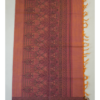 PURE COTTON SAREES - Dusty Orange with Magenta & Black