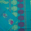 PURE COTTON SAREES - Peacock Blue with Multicolour Floral