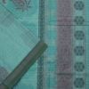 PURE COTTON SAREE - Sea Green with Dusty Mauve & Olive Green