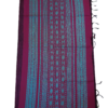 64 PURE COTTON SAREE - Wine Purple with Turquoise Blue & Magenta