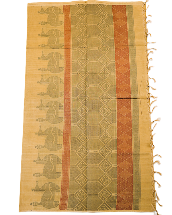 68 PURE COTTON SAREE - Mustard Sandalwood