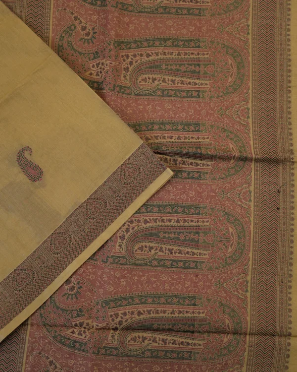 PURE COTTON SAREES - Antique Gold with Dusty Rose, Olive Green & Maroon
