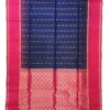 SOFT SILK SAREE - Magenta Pink with Navy Blue Contrast