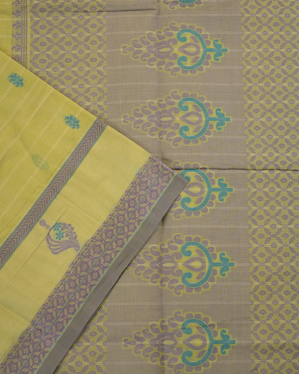 7 PURE COTTON SAREE - Olive Green