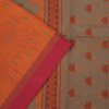 PURE COTTON SAREE - Burnt Orange with Rani Pink & Teal Green