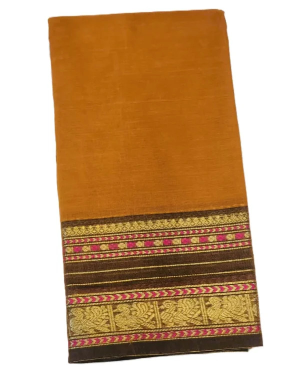 CHETTINAD COTTON SAREES  - Mustard Orange