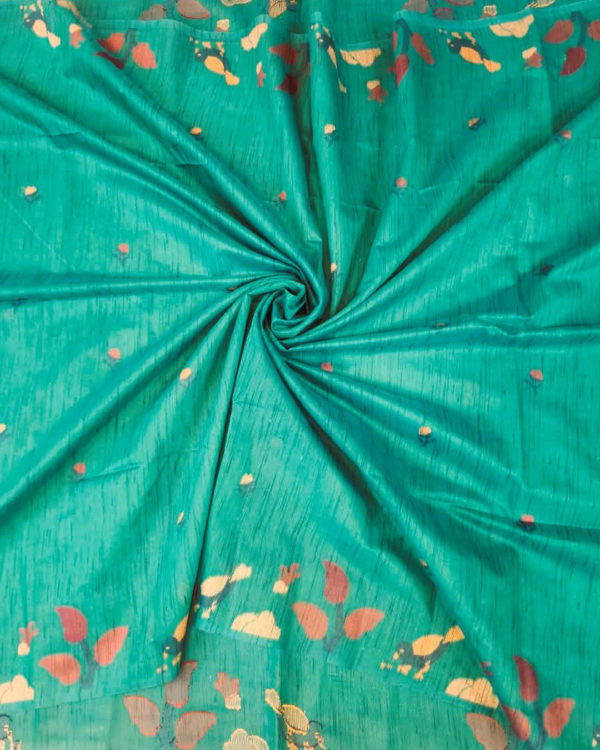 PURE COTTON SAREE - Teal Green